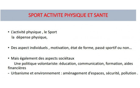 Conférence Sport Santé - les bienfaits de l'activité physique